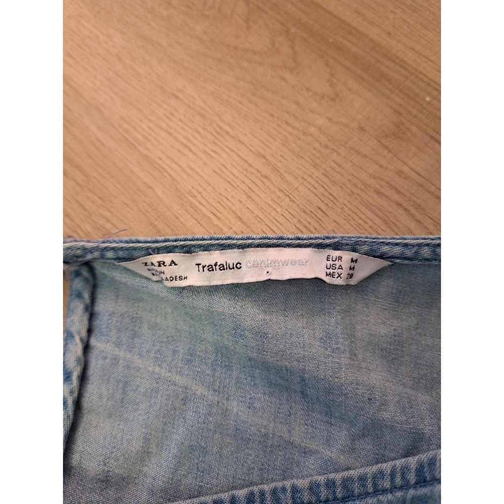Zara Trafaluc Denim Wear Jean M Crop Top with Bell Sleeves - Picture 3 of 4